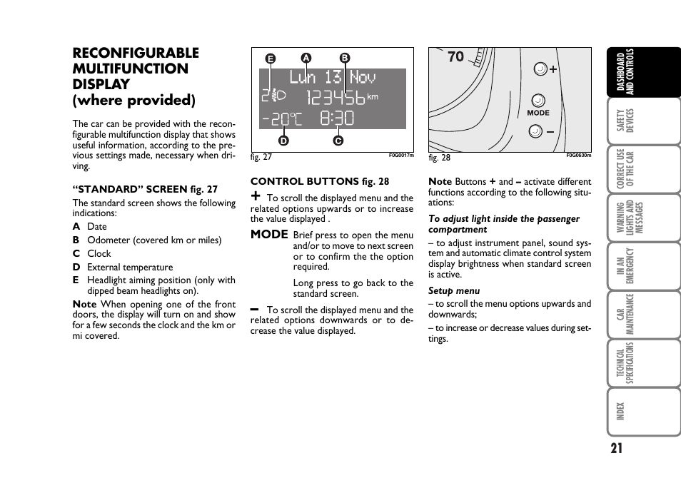 FIAT Panda Classic User Manual | Page 23 / 207