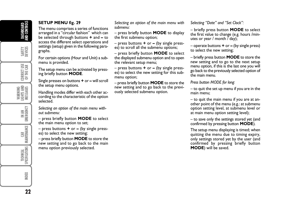 FIAT Panda Classic User Manual | Page 24 / 207