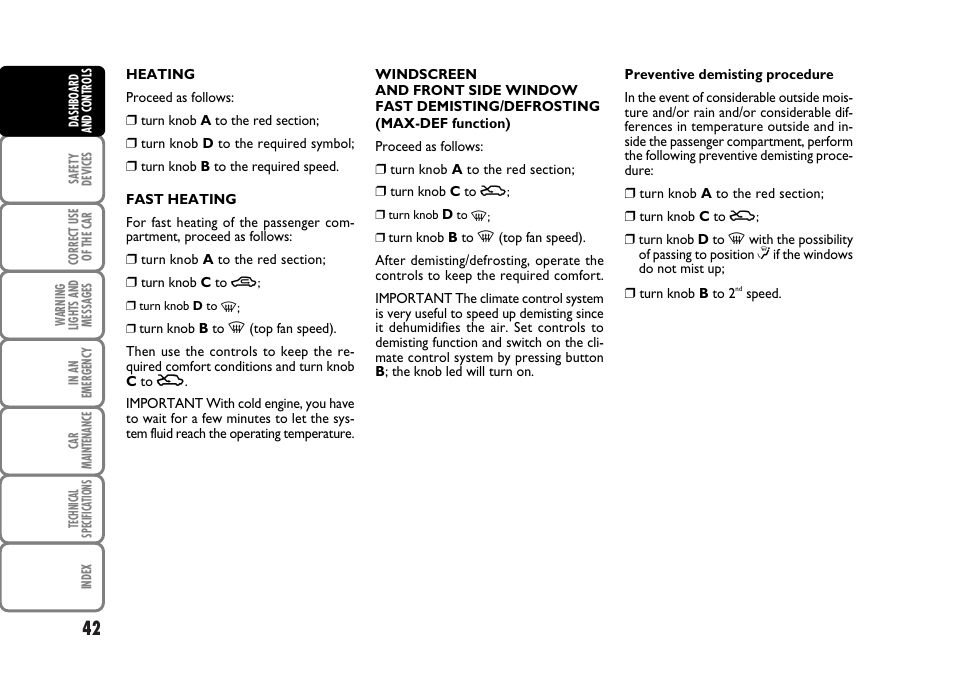 FIAT Panda Classic User Manual | Page 44 / 207