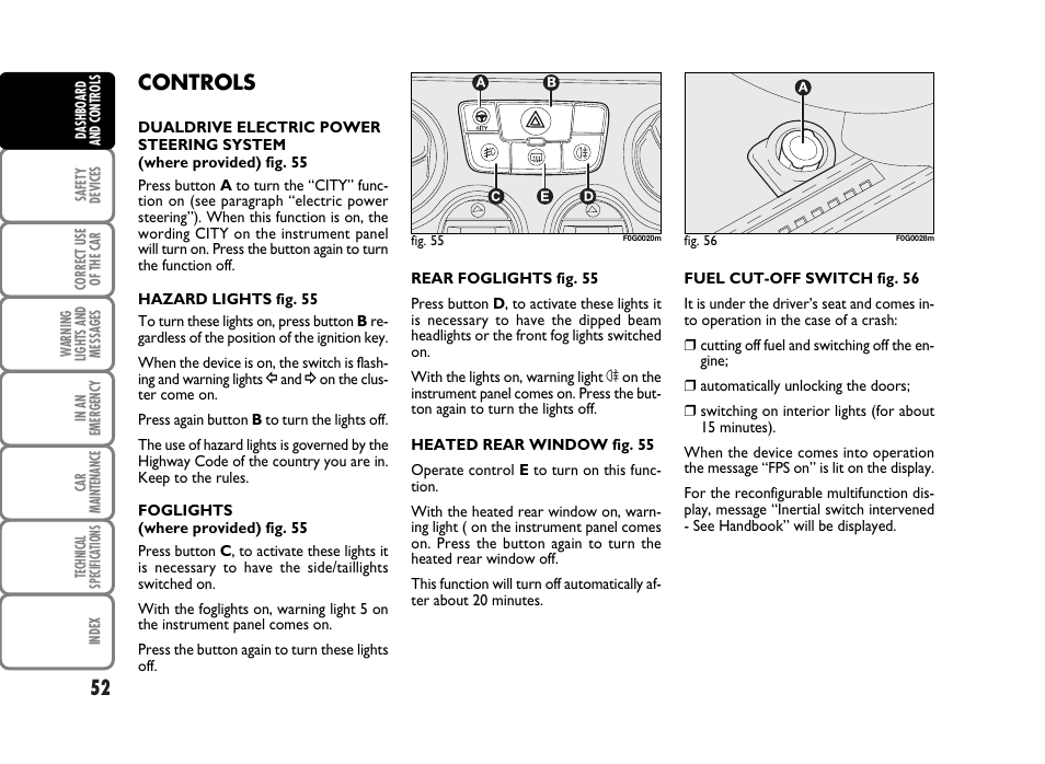 Controls | FIAT Panda Classic User Manual | Page 54 / 207