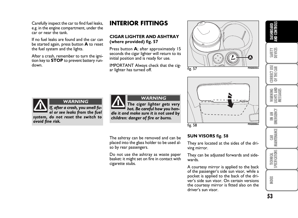 Interior fittings | FIAT Panda Classic User Manual | Page 55 / 207