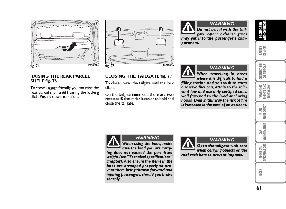 FIAT Panda Classic User Manual | Page 63 / 207