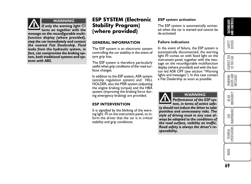 FIAT Panda Classic User Manual | Page 71 / 207