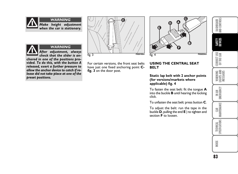 FIAT Panda Classic User Manual | Page 85 / 207