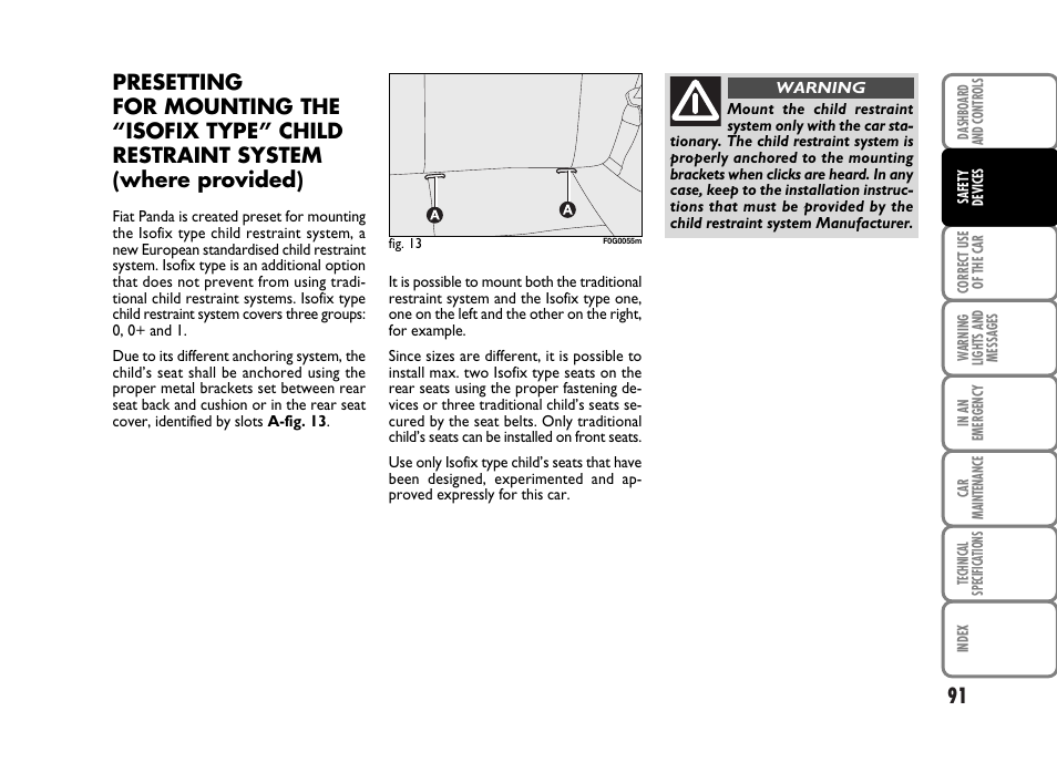 FIAT Panda Classic User Manual | Page 93 / 207