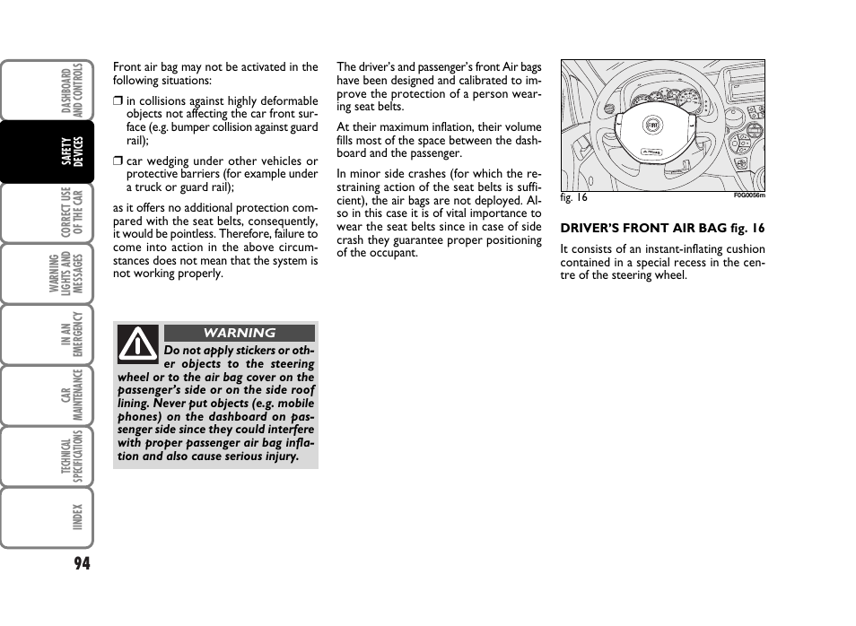 FIAT Panda Classic User Manual | Page 96 / 207