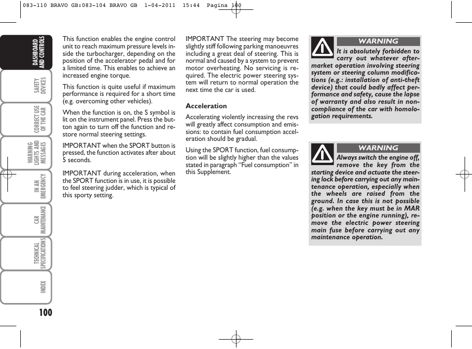 FIAT Bravo User Manual | Page 102 / 263