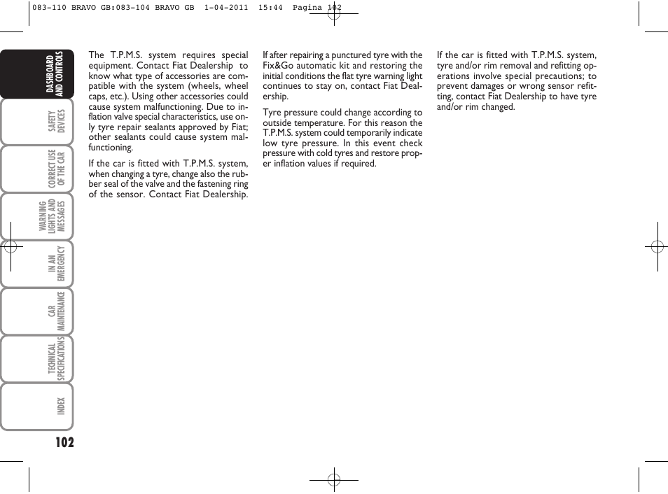 FIAT Bravo User Manual | Page 104 / 263
