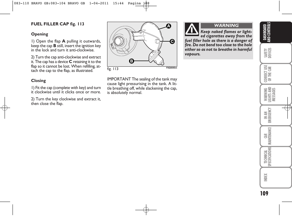 FIAT Bravo User Manual | Page 111 / 263