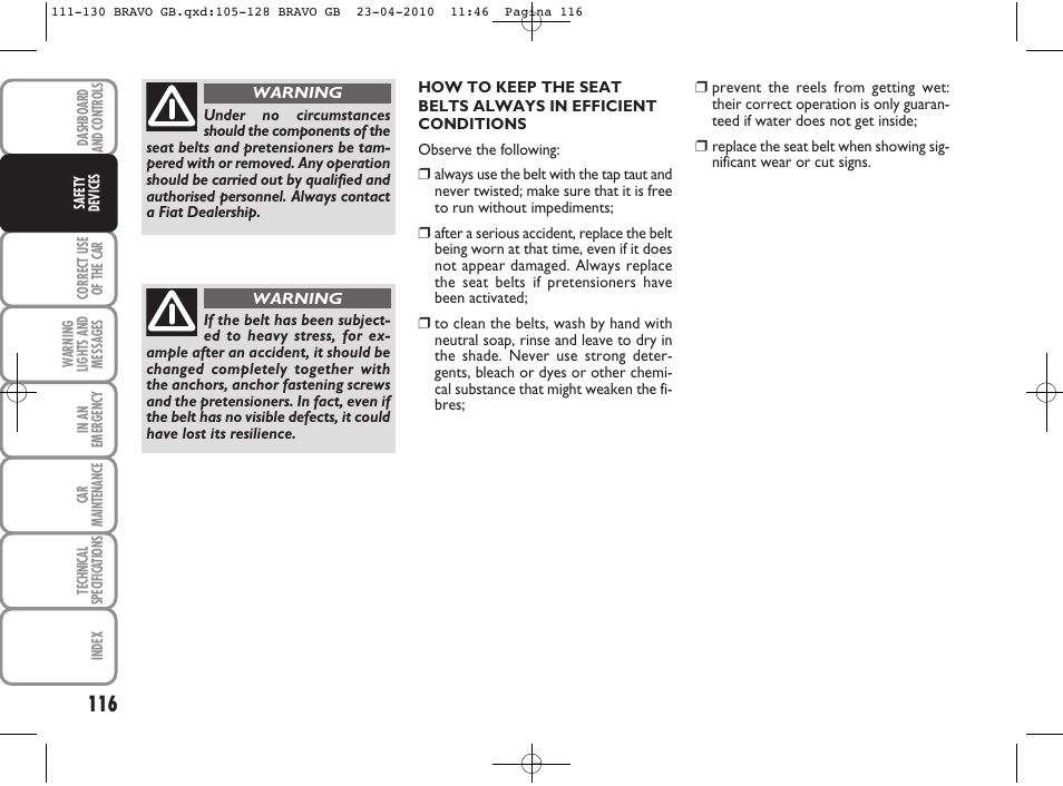 FIAT Bravo User Manual | Page 118 / 263