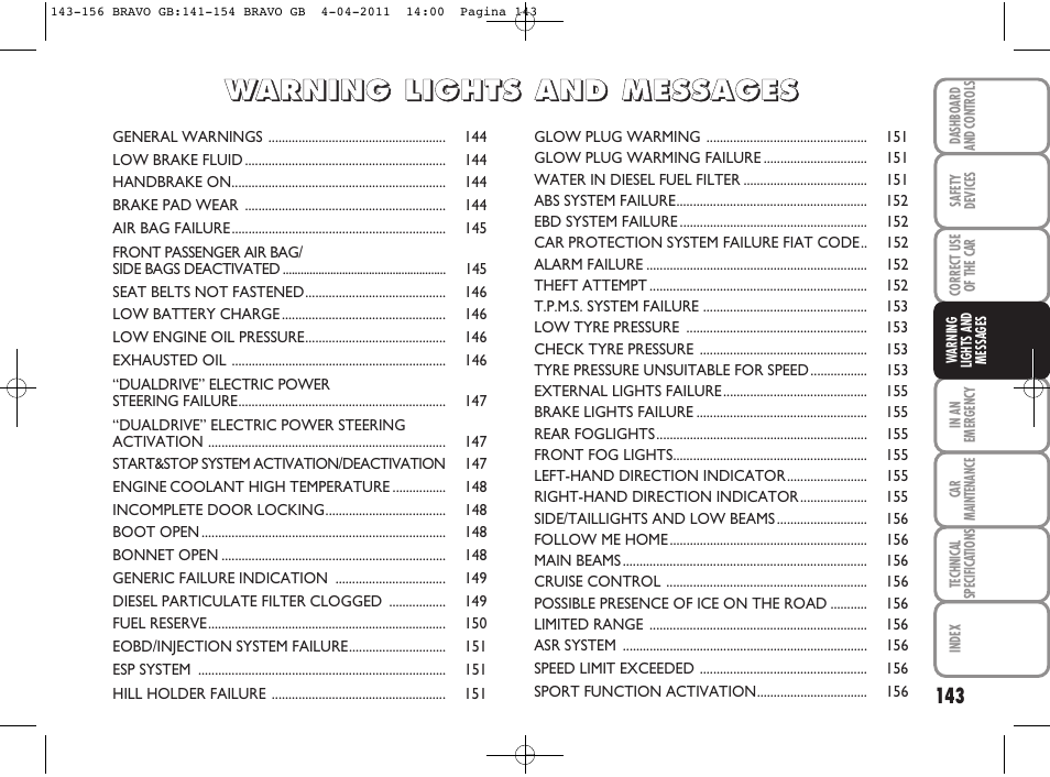 156_bravo_gb | FIAT Bravo User Manual | Page 145 / 263