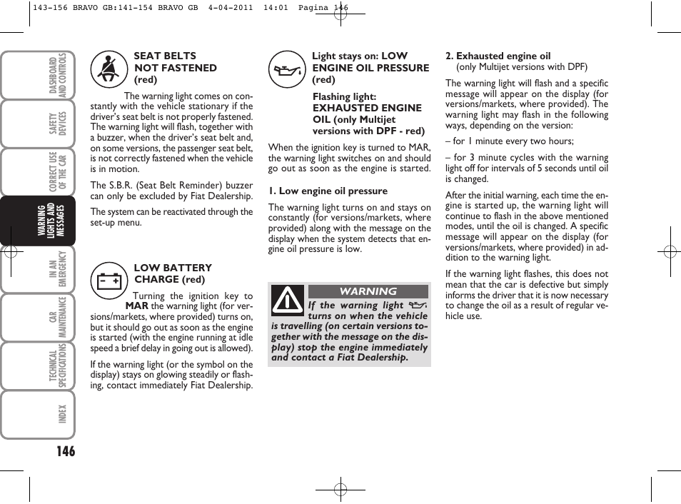 FIAT Bravo User Manual | Page 148 / 263