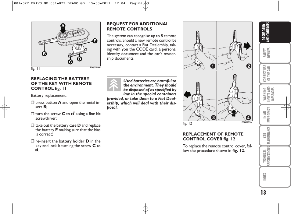 FIAT Bravo User Manual | Page 15 / 263