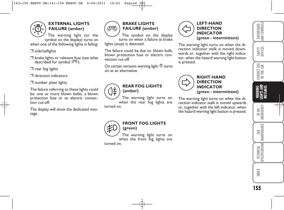 FIAT Bravo User Manual | Page 157 / 263