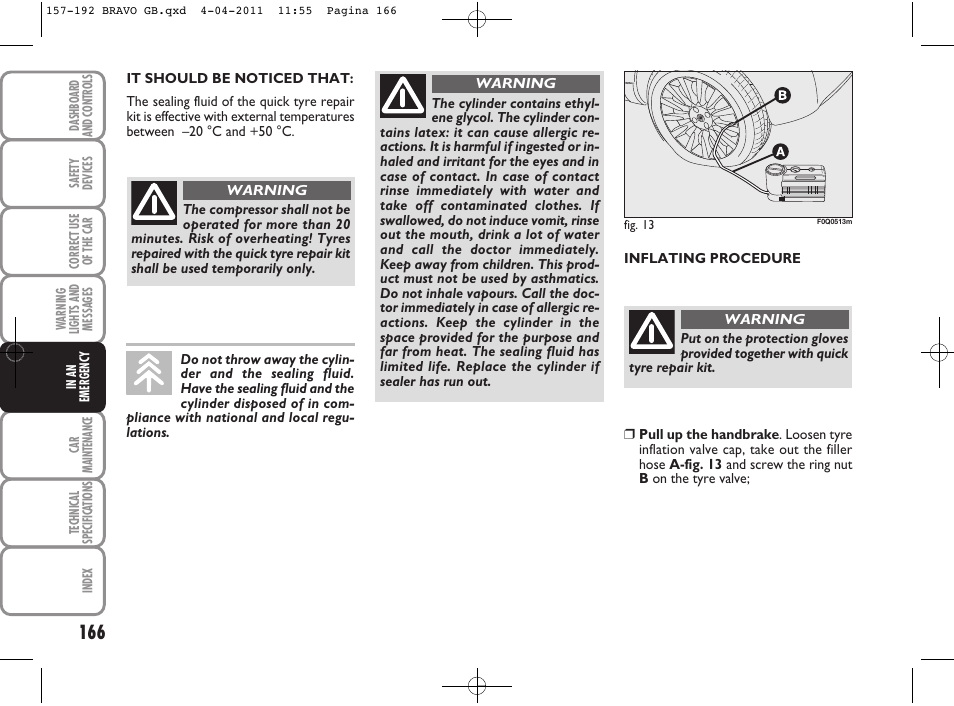 FIAT Bravo User Manual | Page 168 / 263