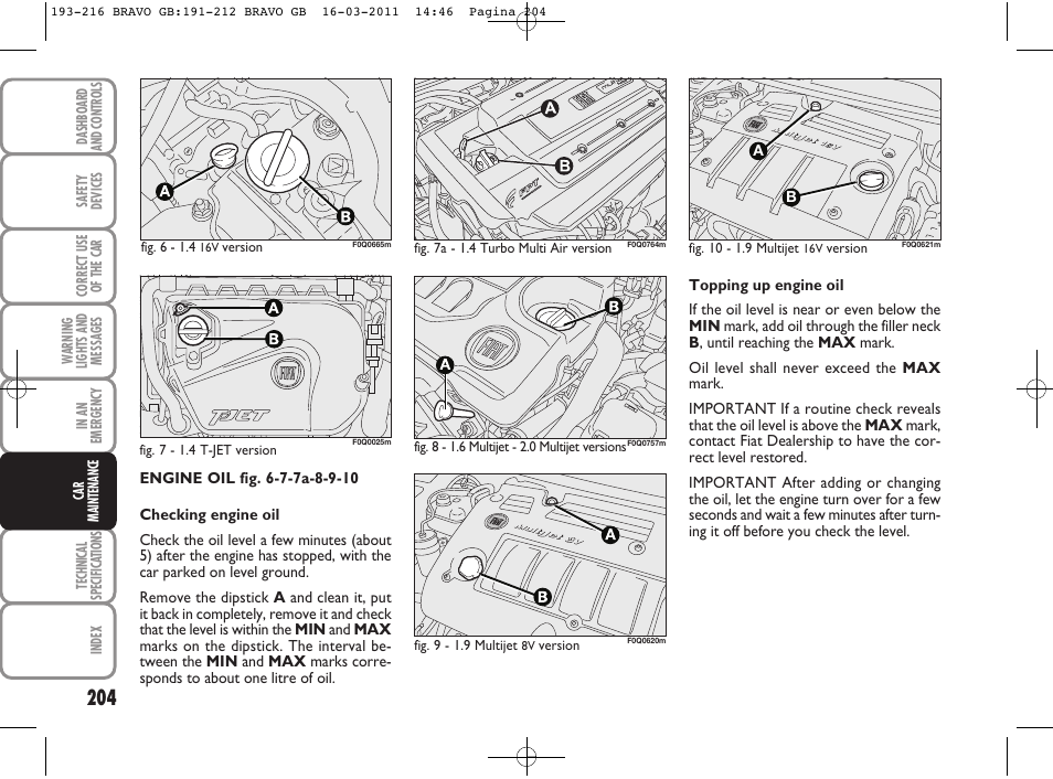 FIAT Bravo User Manual | Page 206 / 263