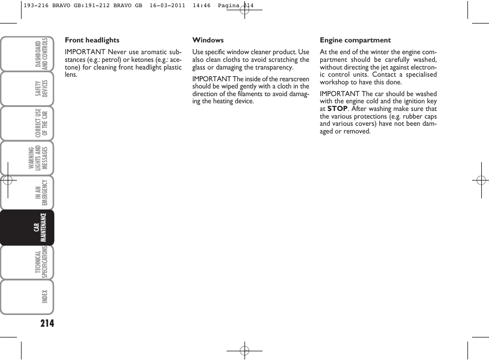 FIAT Bravo User Manual | Page 216 / 263