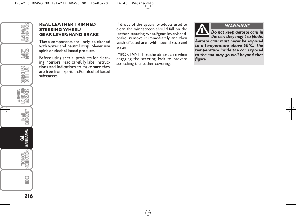 FIAT Bravo User Manual | Page 218 / 263