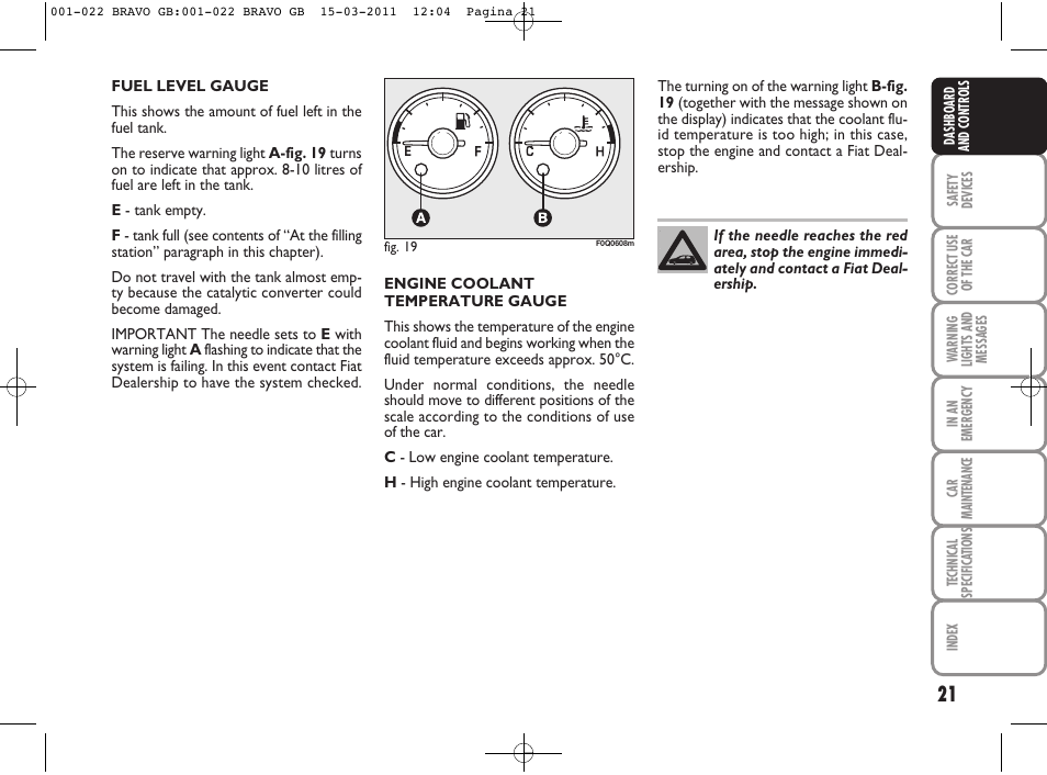 FIAT Bravo User Manual | Page 23 / 263