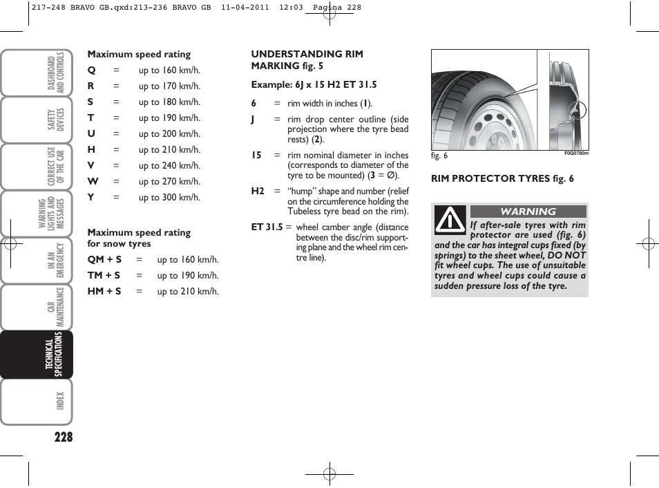 FIAT Bravo User Manual | Page 230 / 263