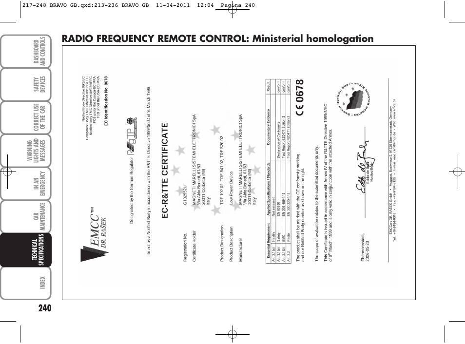 FIAT Bravo User Manual | Page 242 / 263