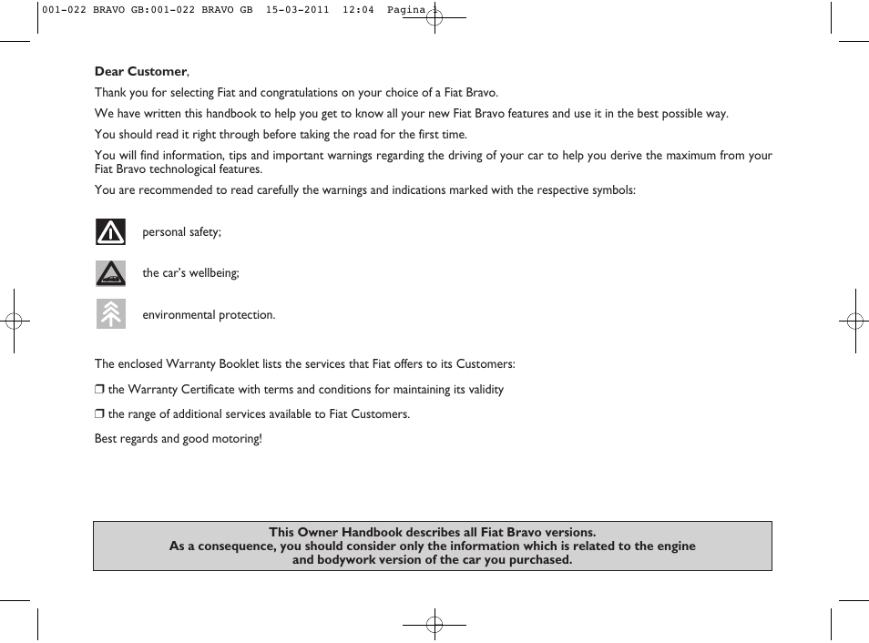 022_bravo_gb | FIAT Bravo User Manual | Page 3 / 263