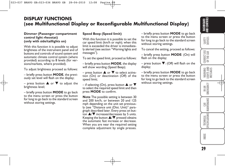 FIAT Bravo User Manual | Page 31 / 263