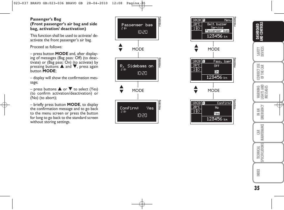 FIAT Bravo User Manual | Page 37 / 263
