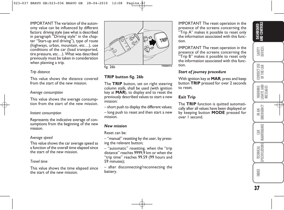 FIAT Bravo User Manual | Page 39 / 263