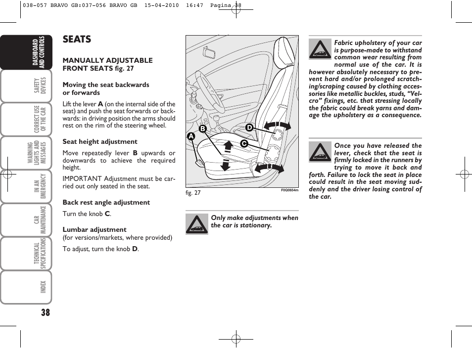 057_bravo_gb, Seats | FIAT Bravo User Manual | Page 40 / 263