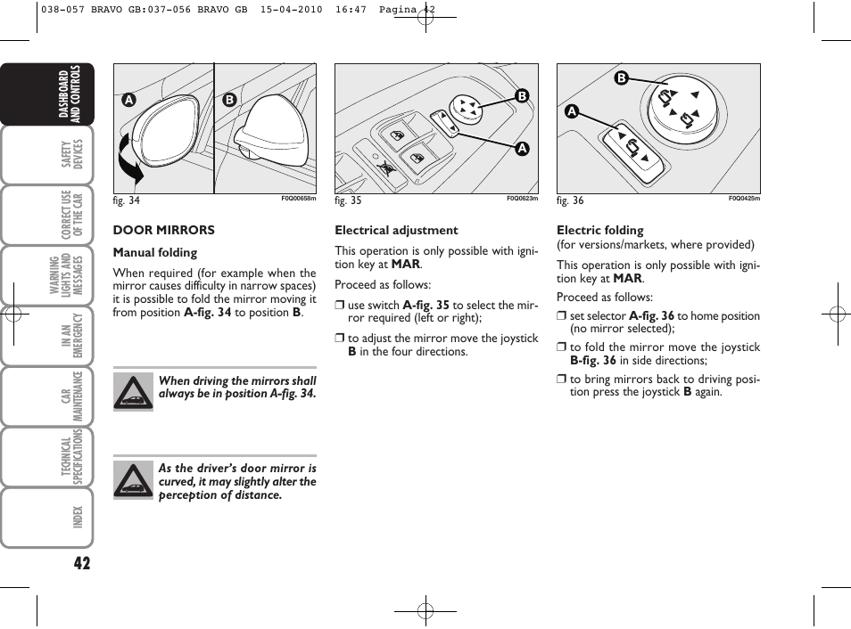 FIAT Bravo User Manual | Page 44 / 263