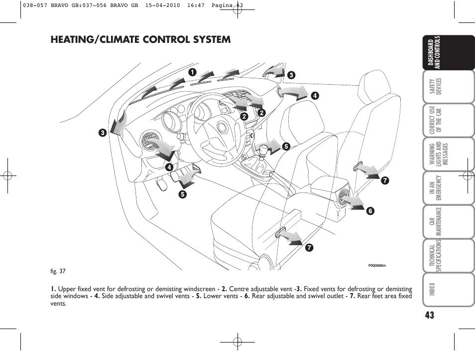 Heating/climate control system | FIAT Bravo User Manual | Page 45 / 263