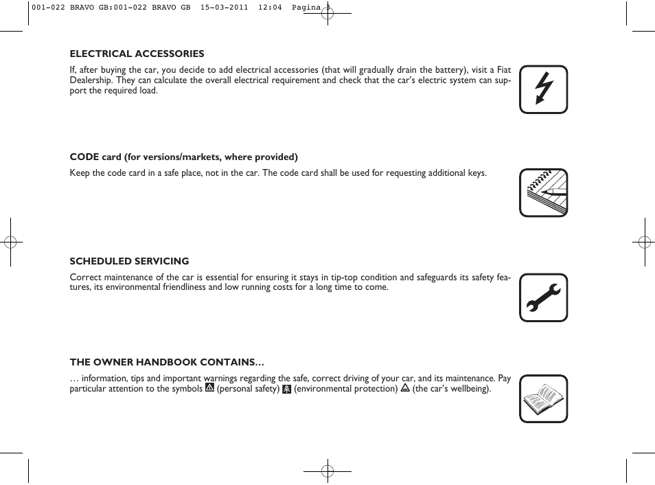 FIAT Bravo User Manual | Page 5 / 263