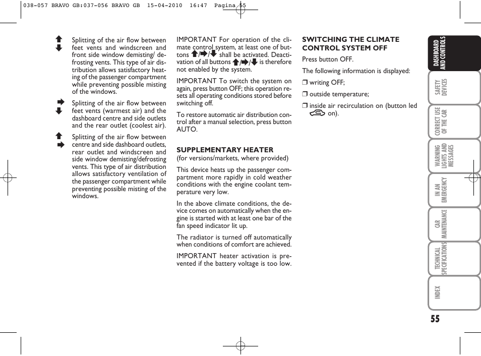 FIAT Bravo User Manual | Page 57 / 263