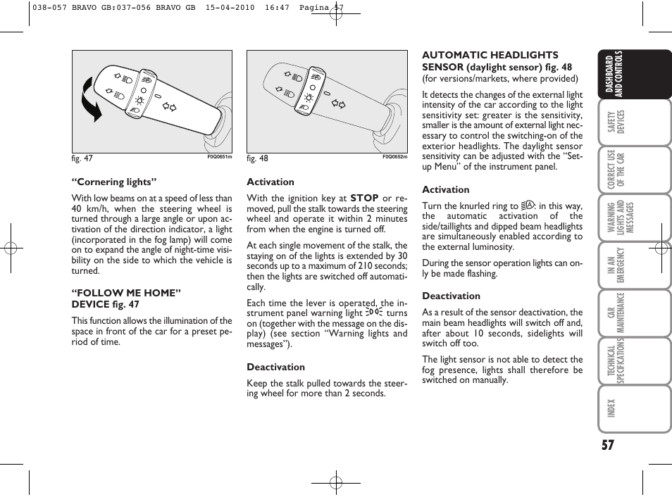 FIAT Bravo User Manual | Page 59 / 263