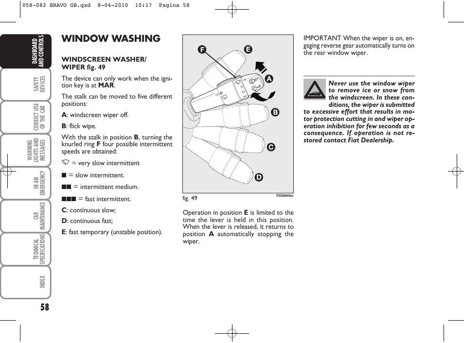082_bravo_gb, Window washing | FIAT Bravo User Manual | Page 60 / 263