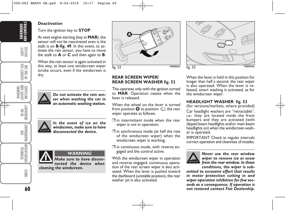 FIAT Bravo User Manual | Page 62 / 263