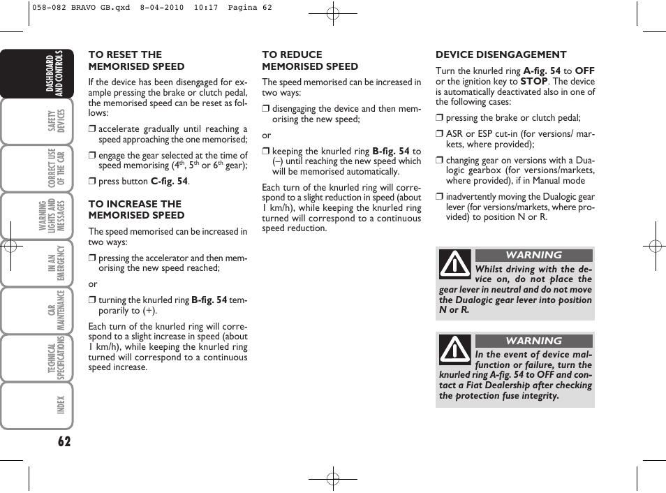 FIAT Bravo User Manual | Page 64 / 263