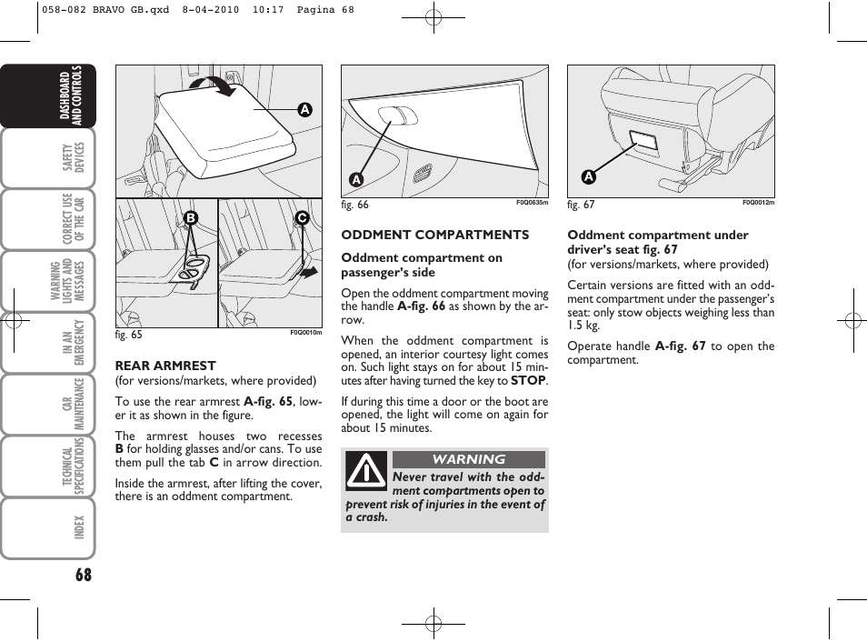 FIAT Bravo User Manual | Page 70 / 263