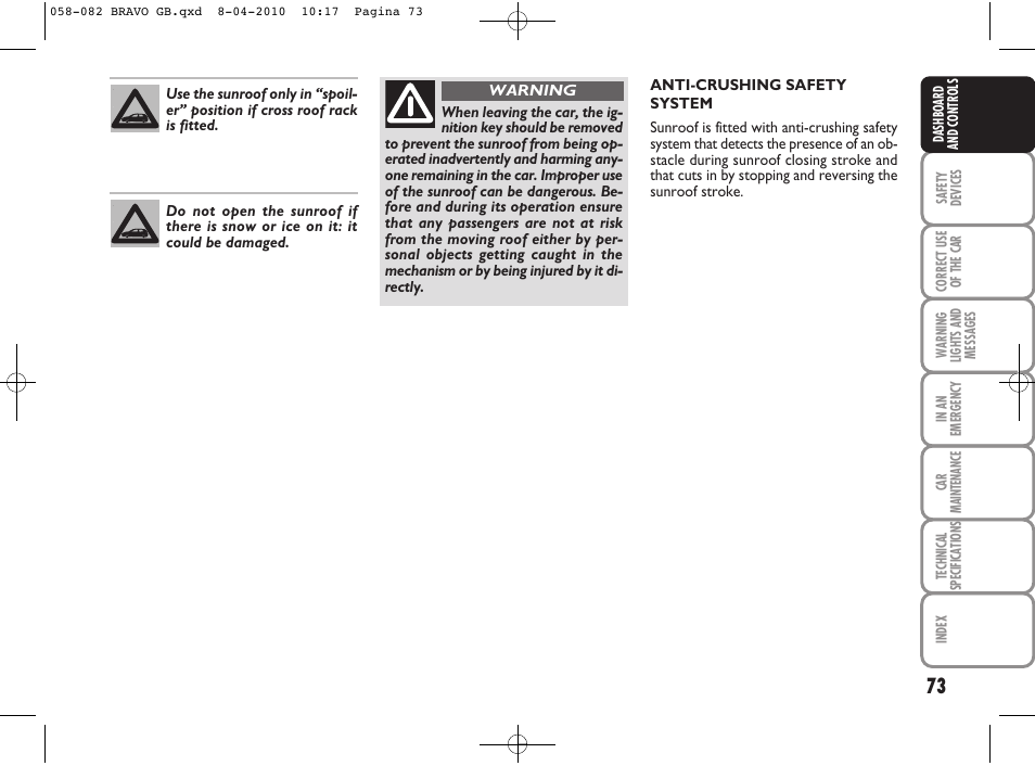 FIAT Bravo User Manual | Page 75 / 263