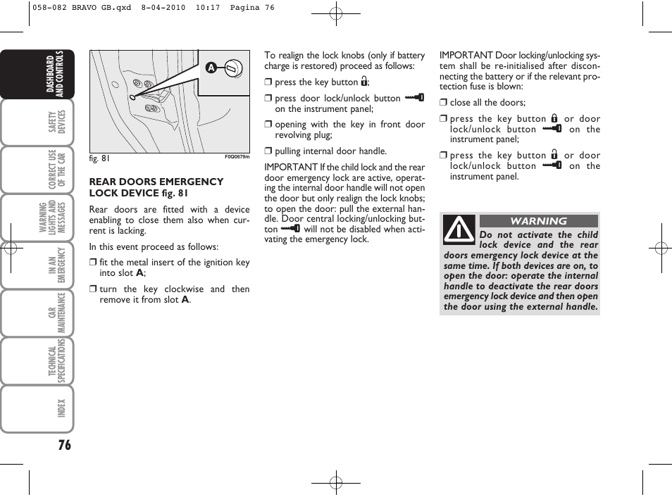 FIAT Bravo User Manual | Page 78 / 263