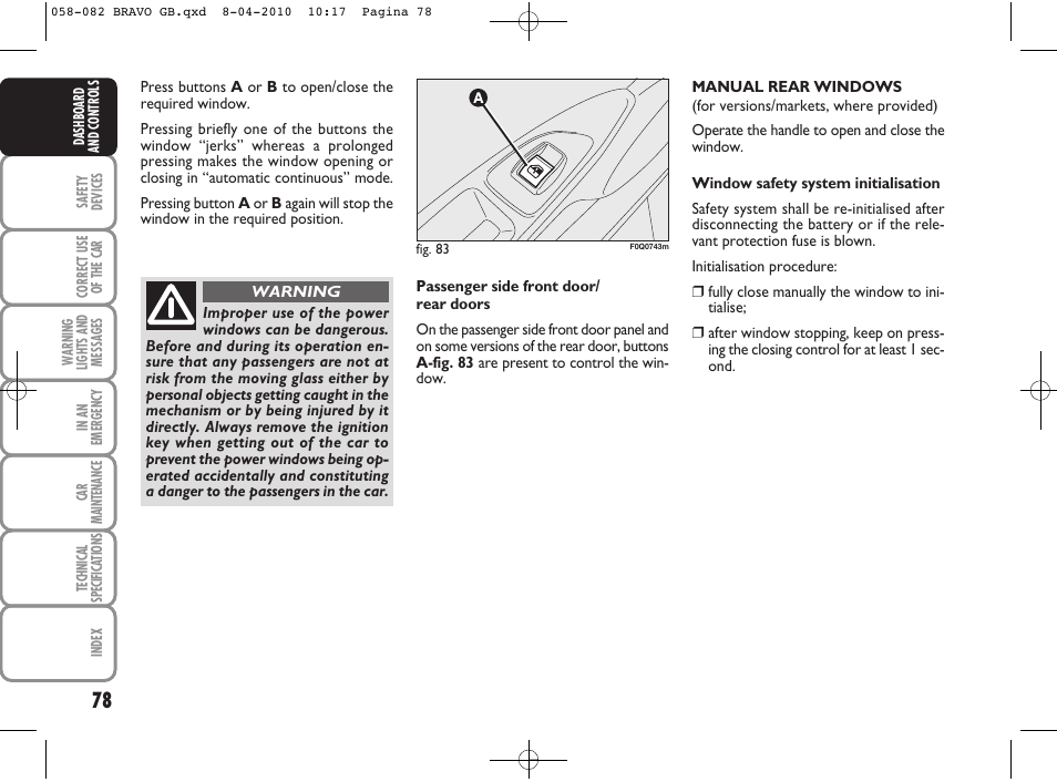 FIAT Bravo User Manual | Page 80 / 263