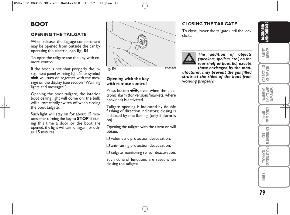 Boot | FIAT Bravo User Manual | Page 81 / 263