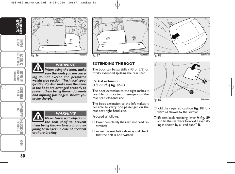 FIAT Bravo User Manual | Page 82 / 263