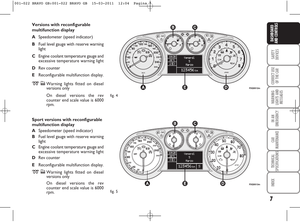 FIAT Bravo User Manual | Page 9 / 263