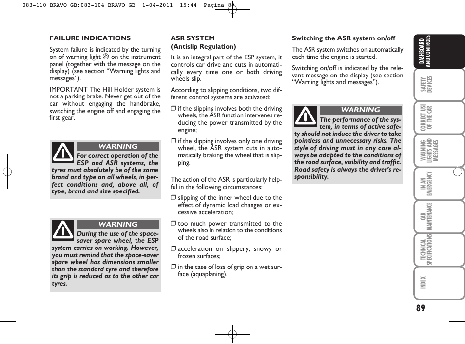 FIAT Bravo User Manual | Page 91 / 263