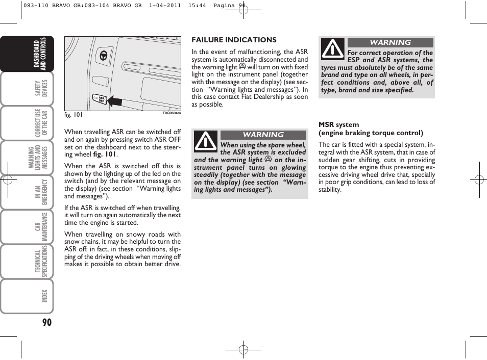 FIAT Bravo User Manual | Page 92 / 263