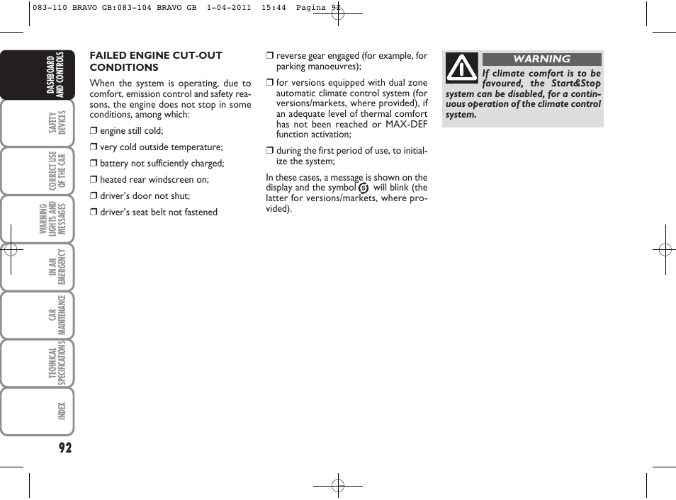 FIAT Bravo User Manual | Page 94 / 263