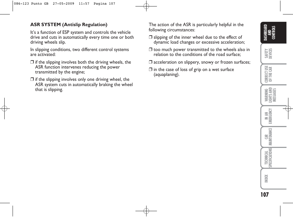 FIAT Punto User Manual | Page 108 / 282