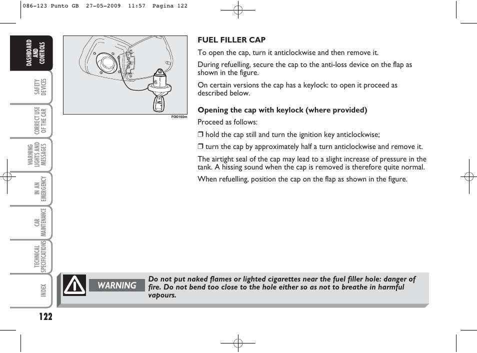 Warning | FIAT Punto User Manual | Page 123 / 282